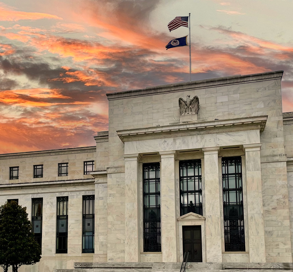 Federal Reserve - Central Banking at sunset.