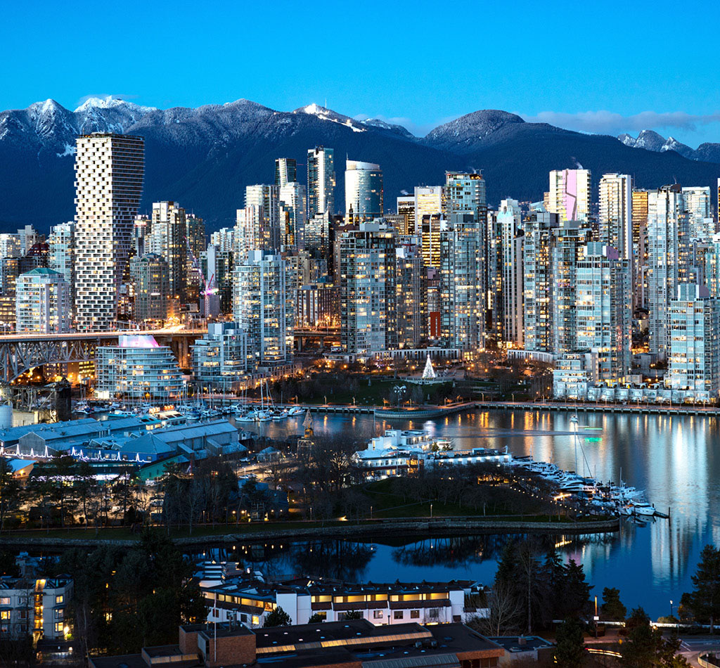 Skyline of downtown Vancouver, BC, Canada.